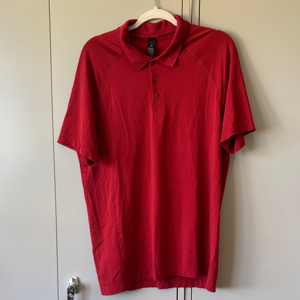 Lululemon men’s L metal vent tech polo red short-sleeve collar top t shirt